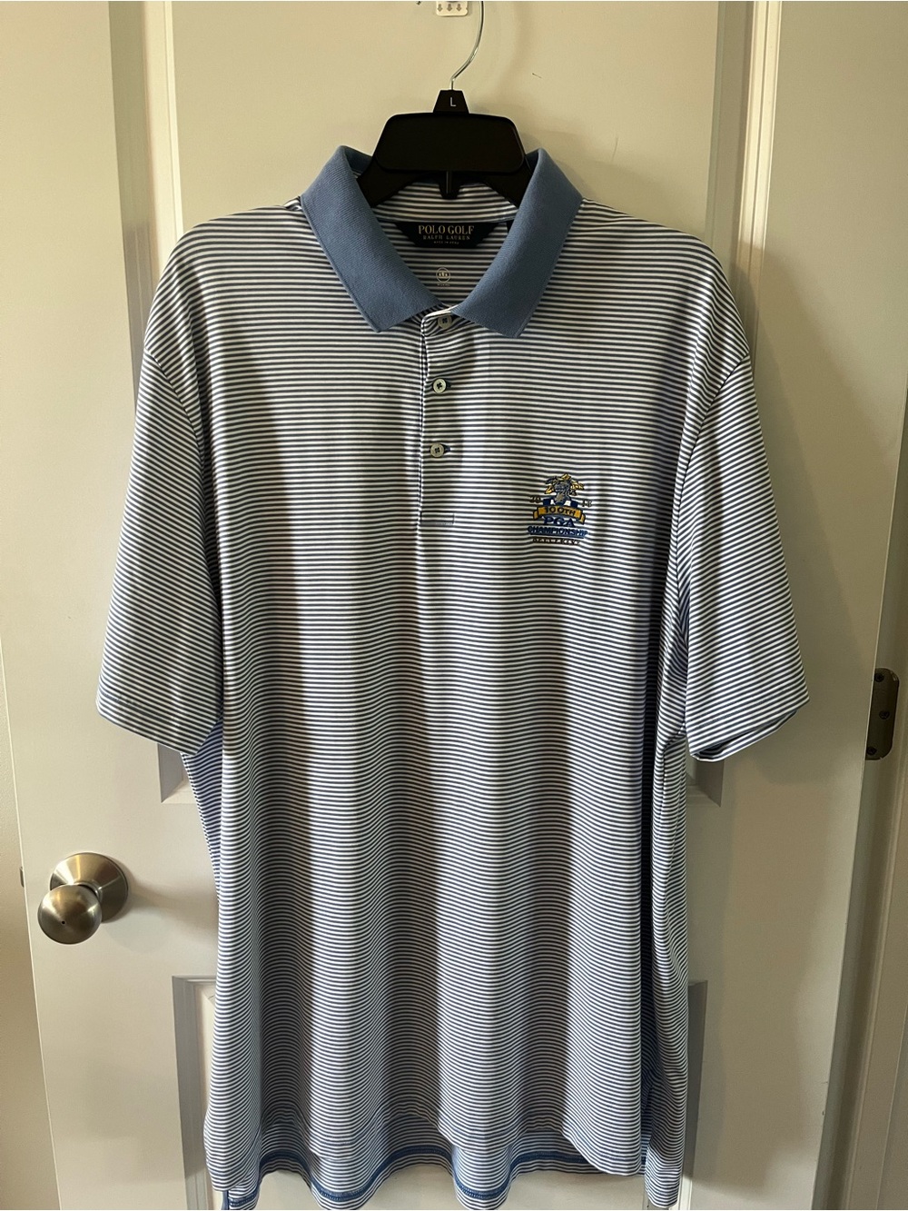 Polo Golf by Ralph Lauren Men’s XL Light Blue & White Striped PGA Golf Polo